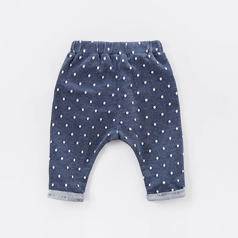 DB7335 dave bella spring infant baby girls dots print full length fashion pants children toddler trousers | Мать и ребенок