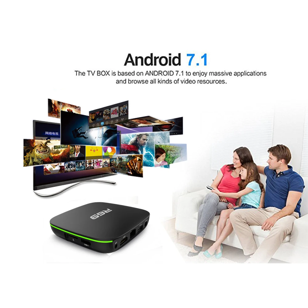 ILebygo Android 7 1 ТВ коробка R69 Allwinner H3 Quad Core Смарт 2 4G Wi Fi Декодер каналов кабельного