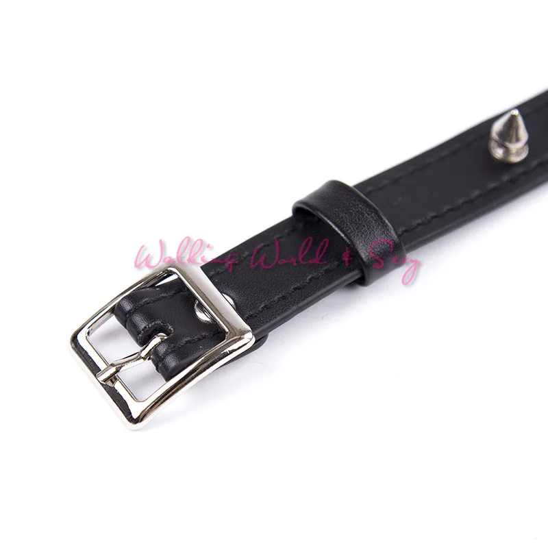 Черный фетиш ошейник из искусственной кожи с заклепками регулируемый воротник