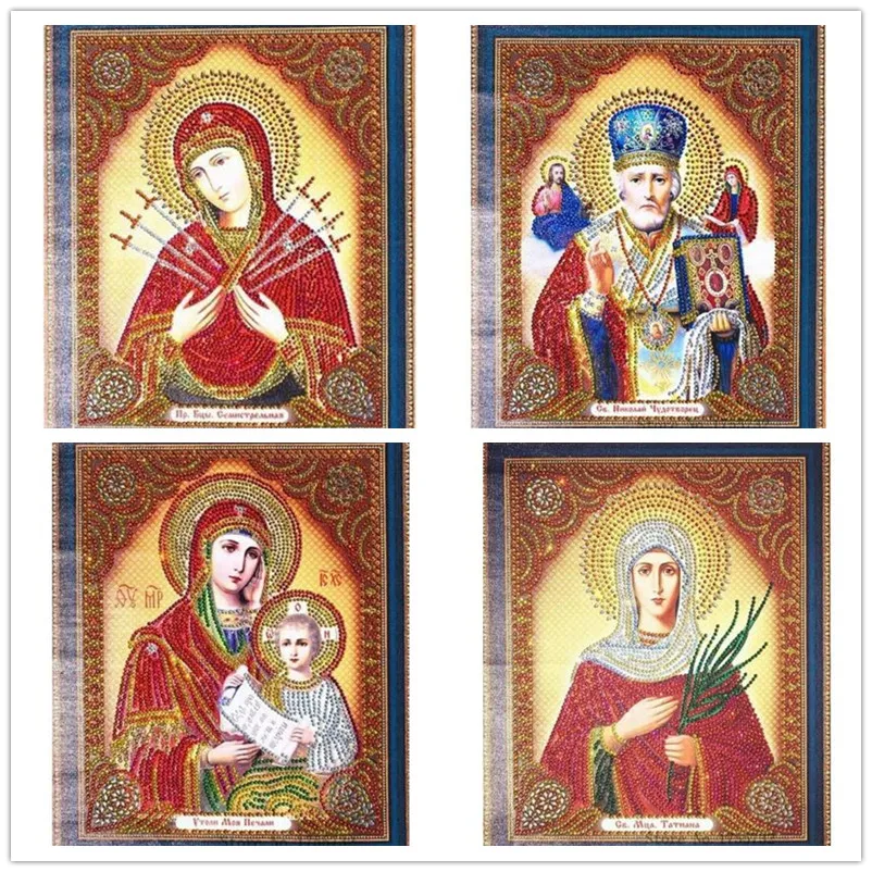 

5D Special Shape Diamond Painting Religious Icon Part Diamond Embroidery Virgin Mary Rhinestone Picture Diamond Mosaic Decor