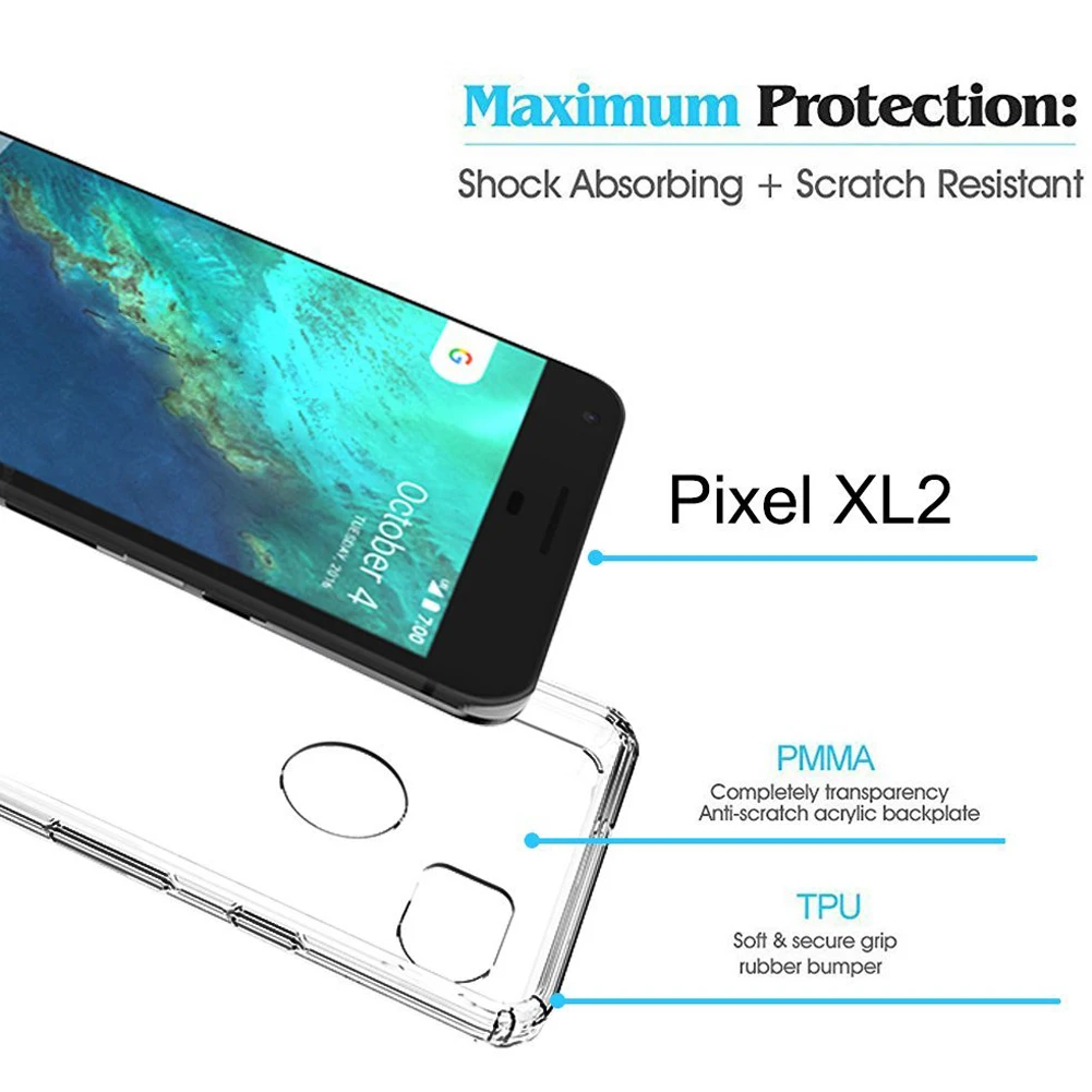 MAYROUND Four Corners Thicken Shockproof Air Cushion Case For Google Pixel Clear Camera Protection 2 XL Cover |