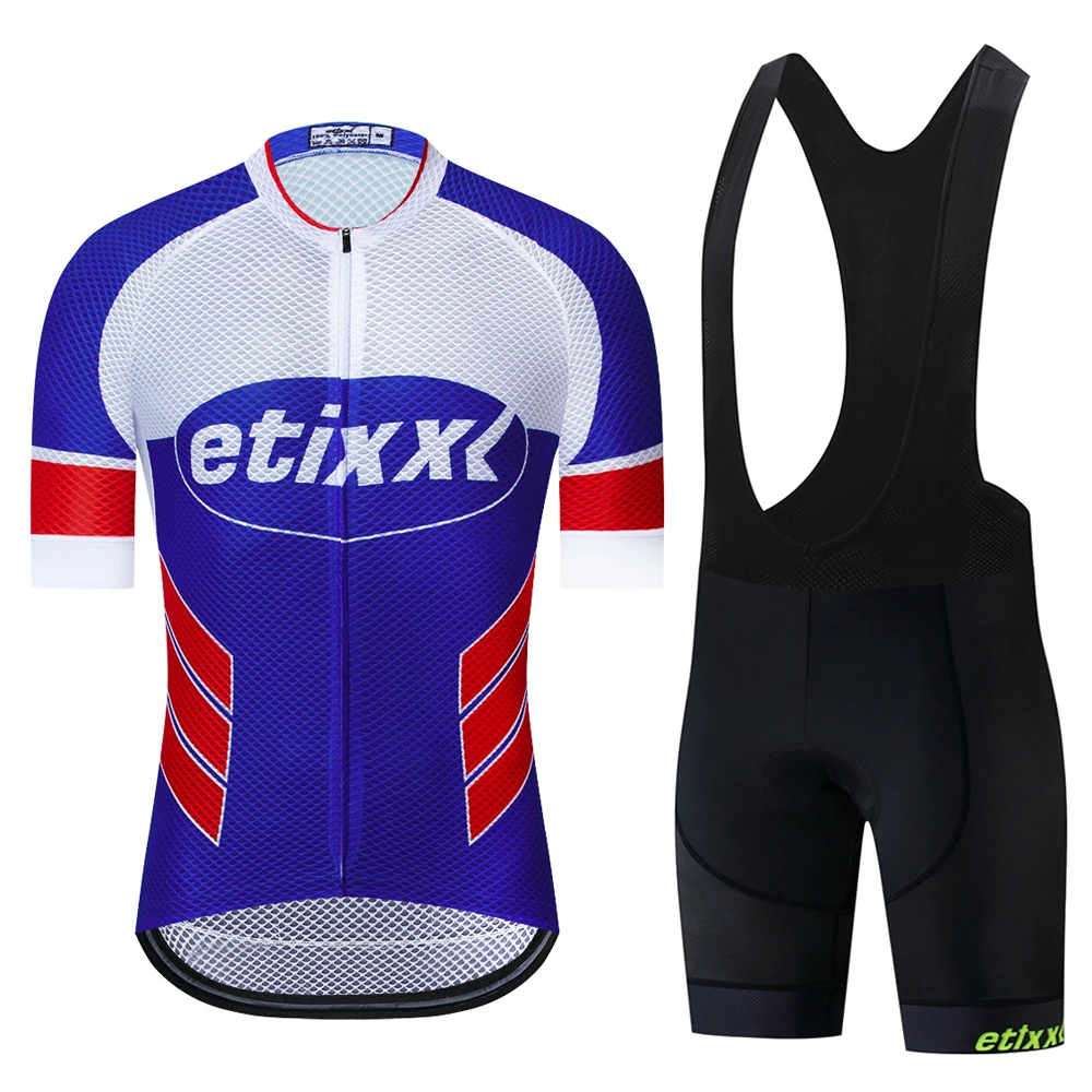 Bib Cycling Set 08 ETIXXL для мужчин Велоспорт Джерси летний короткий рукав набор Майо нагрудник шорты велосипедная одежда спортивная одежда рубашка костюм - Цвет: Bib Cycling Set 08