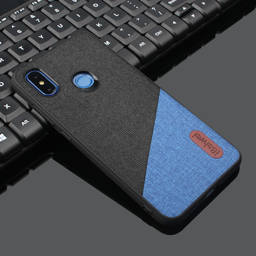 Тканевый чехол для Xiaomi Redmi Note 6 Pro из ТПУ и поликарбоната силиконовый край деловой