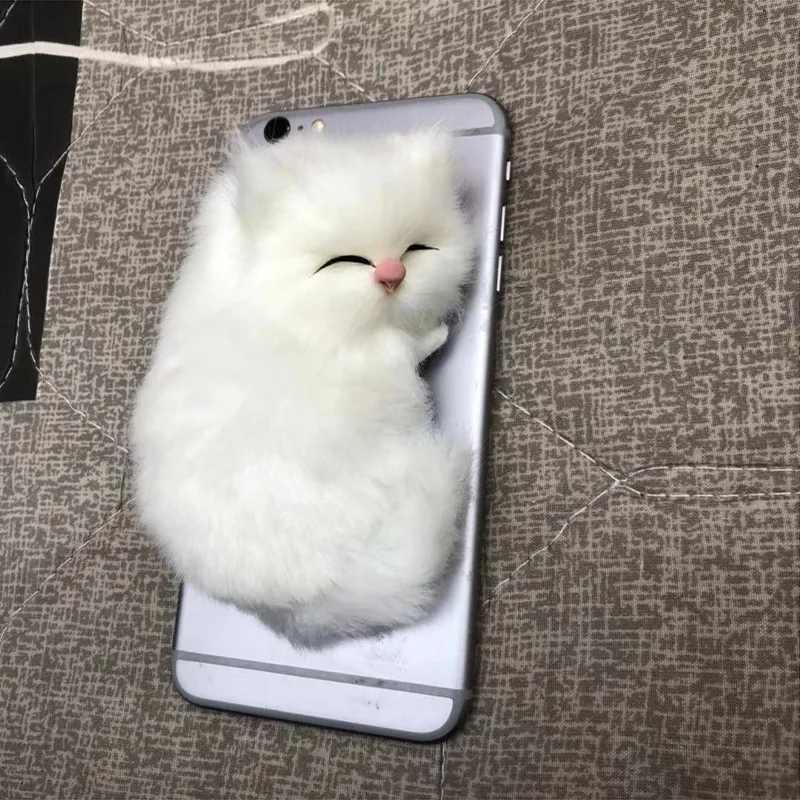 Фото Имитация меха спящие кошки плюшевые игрушки куклы набивной телефон Кот питомец мягкий аниме Декор коллекционные игрушки для взрослых дете... №2