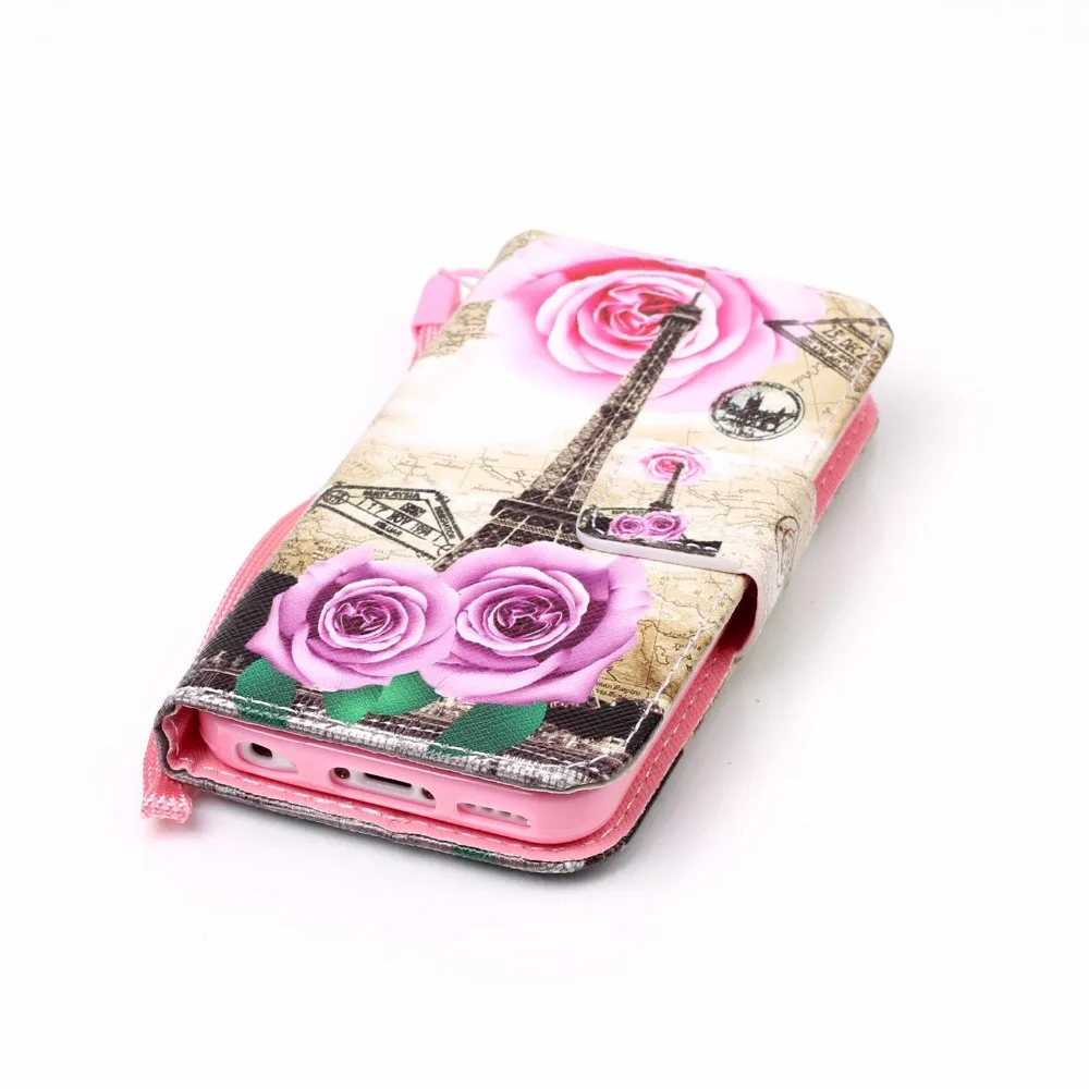 Бумажник чехол для iPhone 5C BLOSSOM Бабочка цветок башня откидная крышка карты Стенд