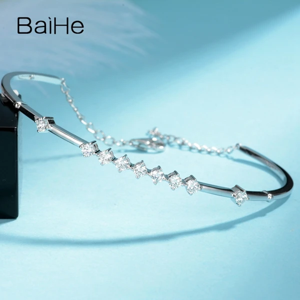 BAIHE, 14 к, белое золото, около 0.72CT, сертифицировано H/SI, настоящие натуральные бриллианты, обручение, для женщин, модный, ювелирный браслет