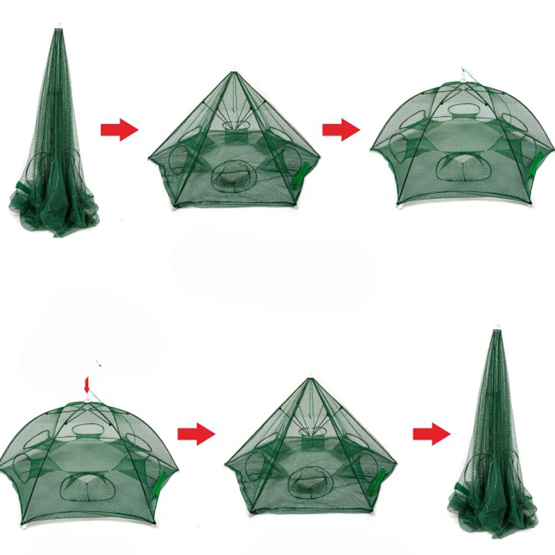 Складная переносная шестигранная автоматическая ловушка для рыбалки с 4/6/8/10