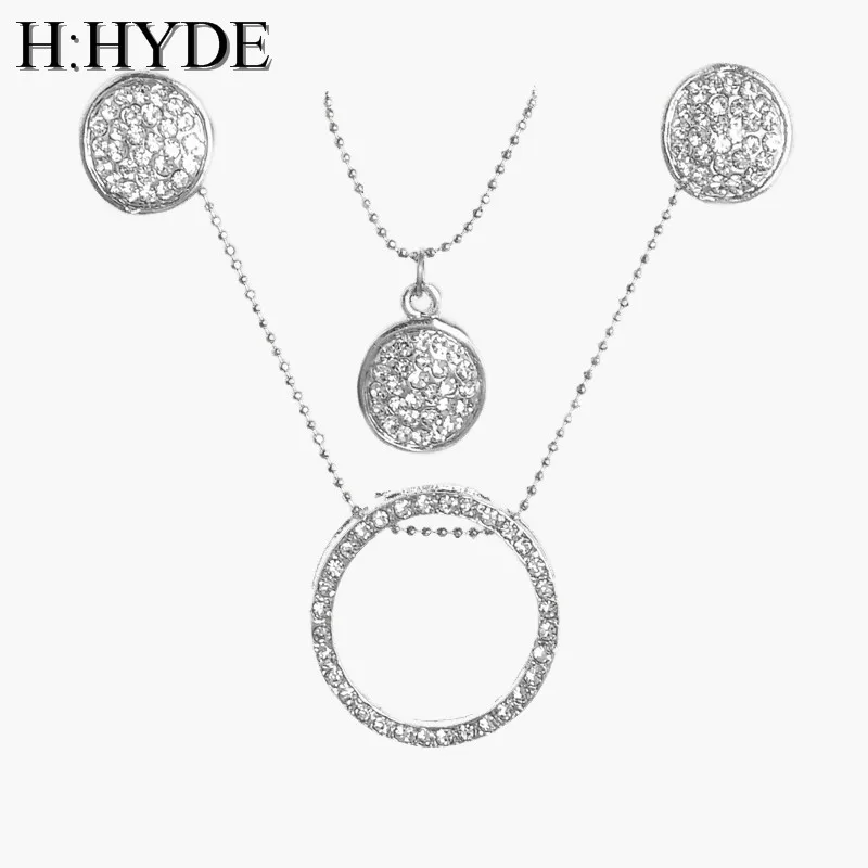 H:HYDE хороший выбор ожерелье и серьги золотого цвета с австрийским кристаллом