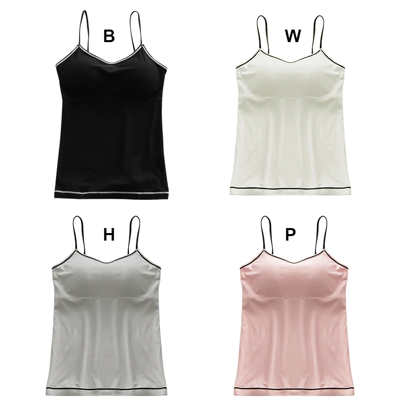 Female Padded Tank Top Camisole Slim Sexy Strap Top Women Summer Off Shoulder Camisole