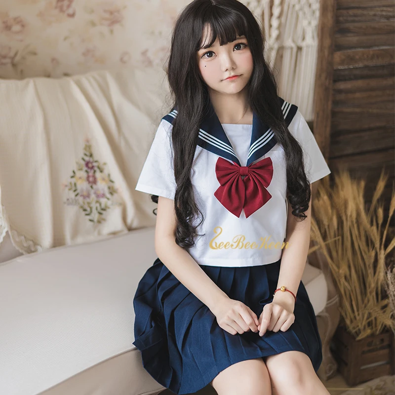 

Sweet Lolita Dress School JK Dress College Uniform Sailor Costume Anime Navy Dress Student Suit Cute Girl Halloween Cosplay