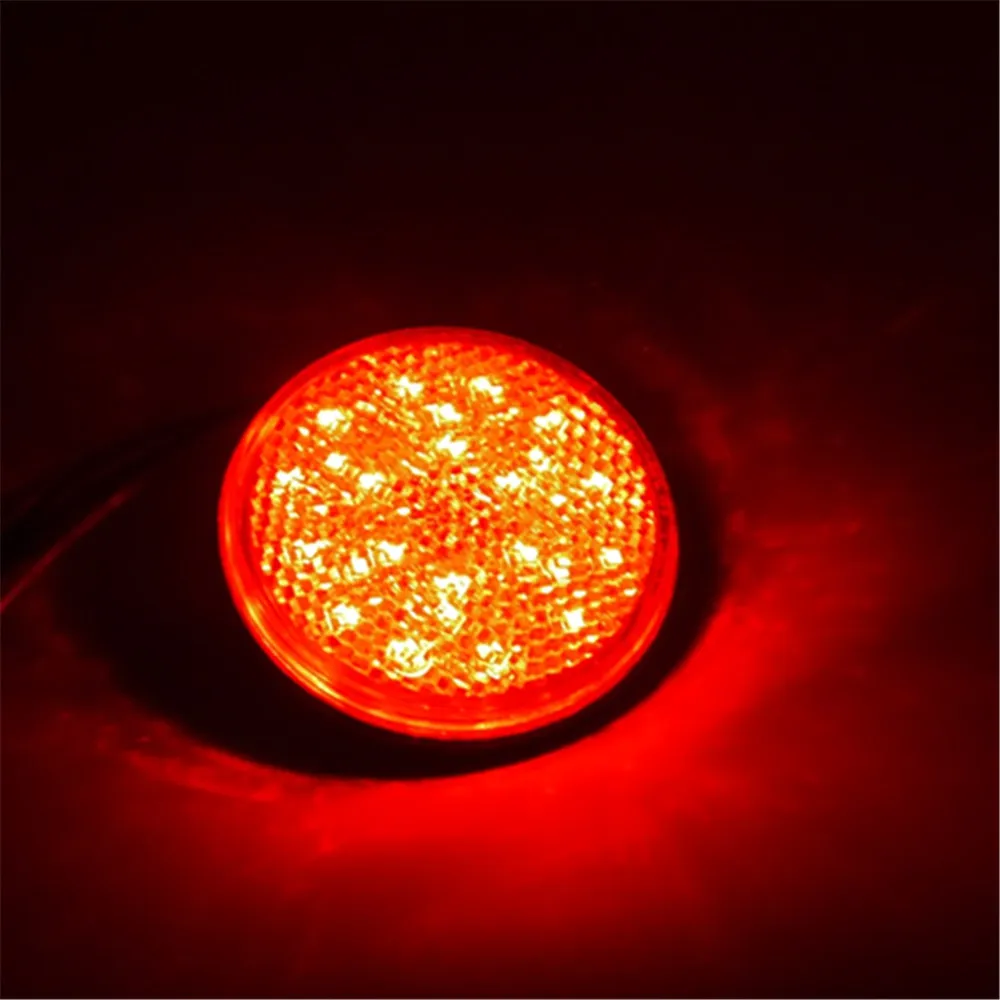 RED Eonstime 2 шт. 12 В Универсальный 24 светодиодный Круглый отражатель для мотоцикла задний тормоз поворотник сигнальный светильник лампы светодиодный светильник ATV задний светильник - Цвет: RED