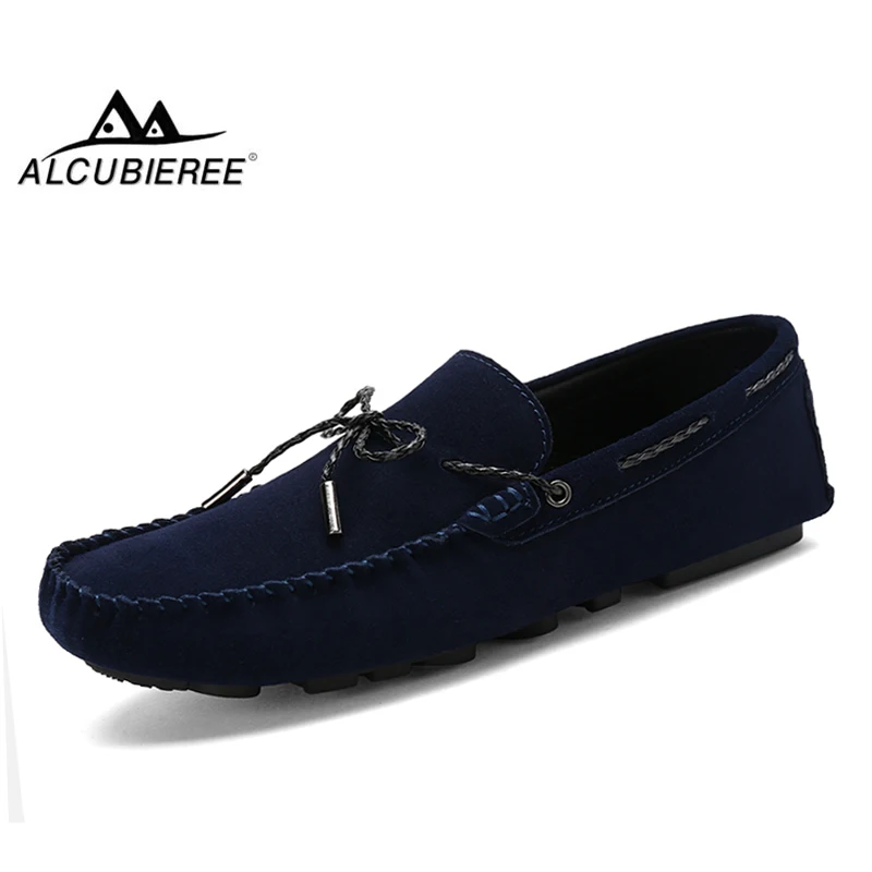 ALCUBIEREE Autumn Men Comfort Driving Shoes Fashion Mens Loafers Slip On Mocassins Suede Leather Shoe Zapatos Homme Big Size 45 | Обувь