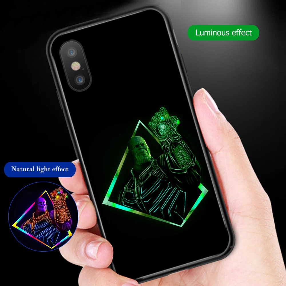 Ciciber Модный чехол в виде светящегося стекла Marvel для iPhone 11 Pro Max 7 8 6 6S Plus X XR XS задняя
