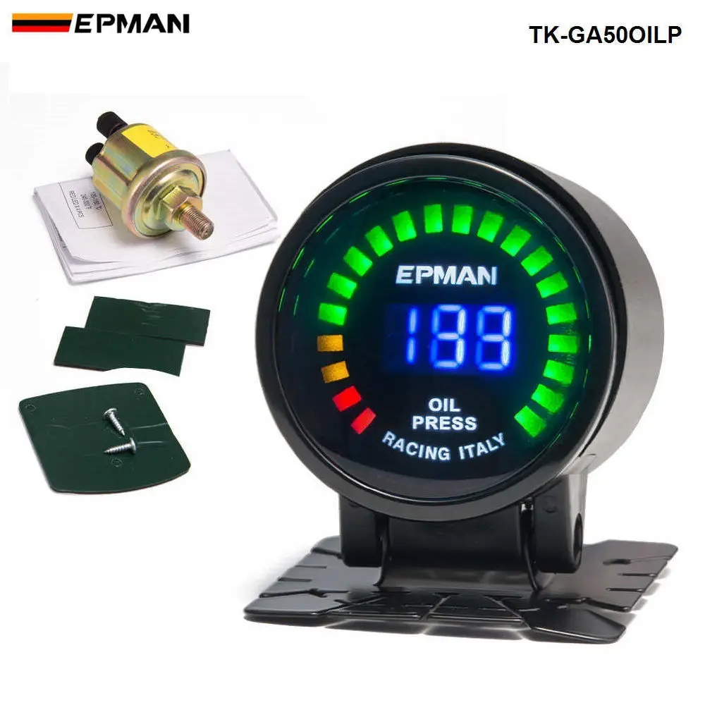 Новинка 2015 EPman racing 52 мм дымчатый светодиодный измеритель давления масла Psi/bar с