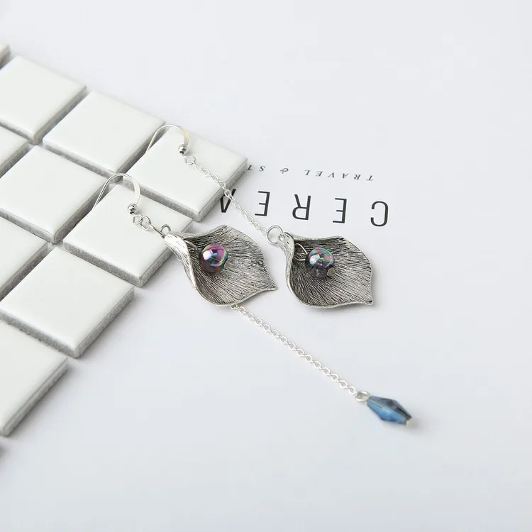 Новая личность моды Винтаж асимметричные серьги темперамент цветы Petal Drop Earrings