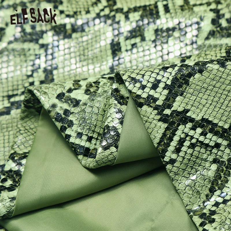 ELF SACK армейская зеленая змея кожа женские юбки модные средняя посадка А-силуэта