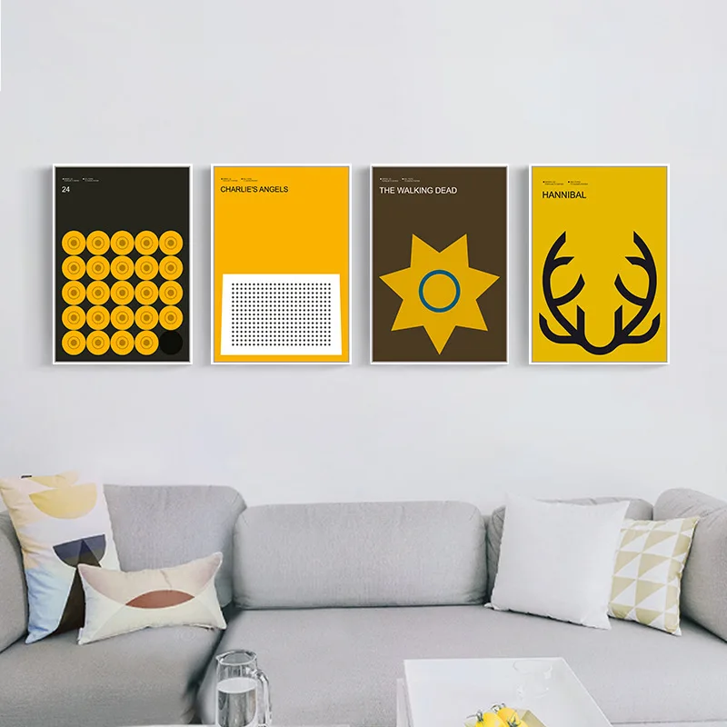 

HAOCHU декоративная Скандинавская Картина на холсте Абстрактная Геометрия Темно-желтый и коричневый фон современный и простой стиль