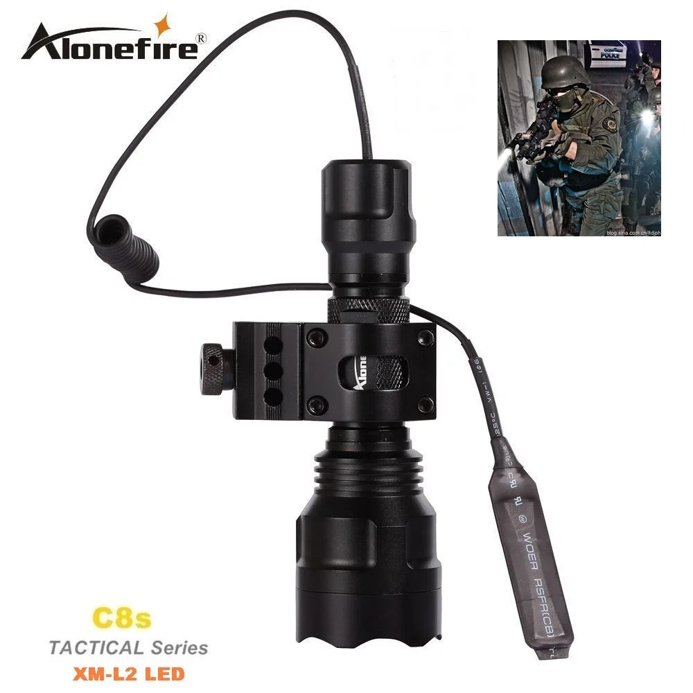 Светодиодный тактический фонарь AloneFire C8 CREE XM-L2 U3 20 мм крепление для страйкбольной