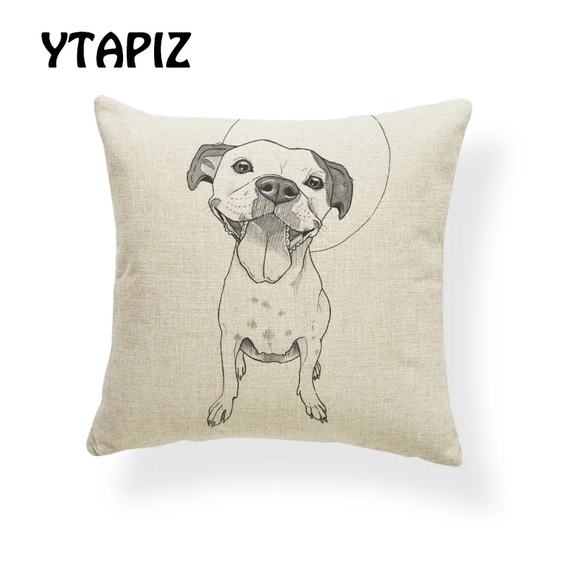 3 Простой Эскиз Портрет Whippet такса американский стаффордширский терьер микс подушки набор 45X45 см полиэстер диван декор подушки - Цвет: 3