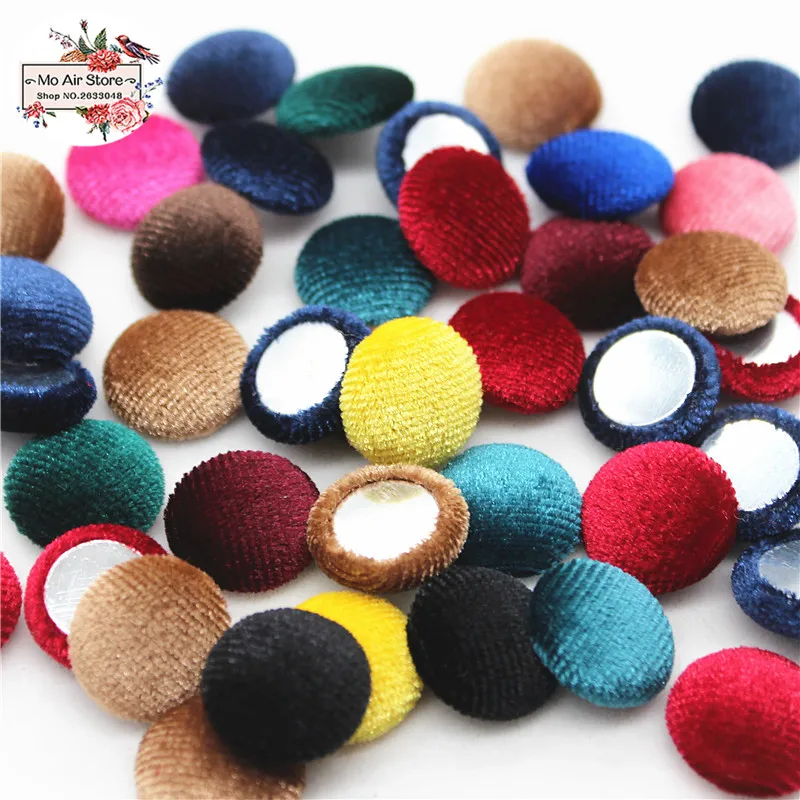 50 шт. разноцветные пуговицы с плоской задней стороной покрытая тканью круглая