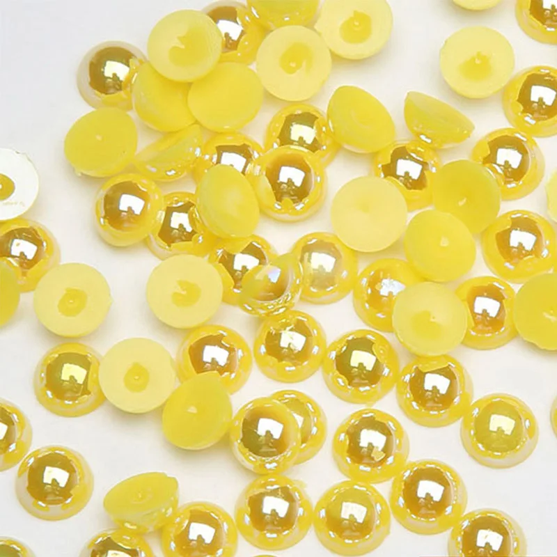 Yellow 100 шт./лот ABS полимерные купольные кабошоны имитация жемчуга 10 мм круглые бусины с плоской задней частью для самостоятельного изготовления ювелирных изделий Компоненты ручной работы - Цвет: Yellow