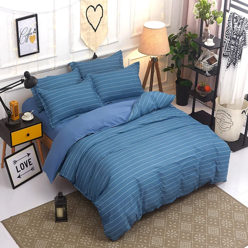 Пододеяльник в полоску 4 предмета Комплект постельного белья из хлопка