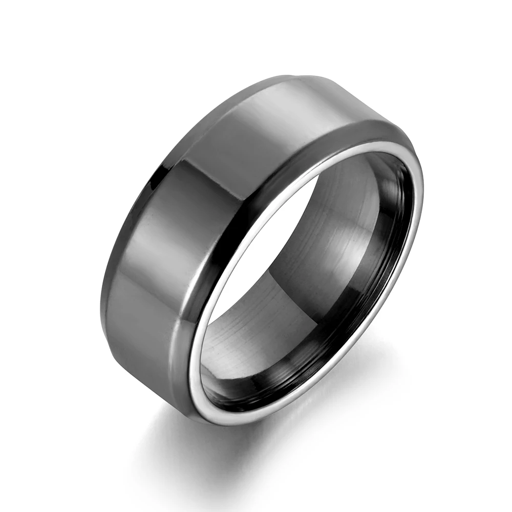 Black 8mm Jeemango Мода 6/8 мм Нержавеющая сталь черный/серебро/золото Цвет, не вызывает аллергию, вечерние пары, ювелирные изделия, кольца для Для мужчин Для женщин R18114 - Цвет основного камня: Black 8mm