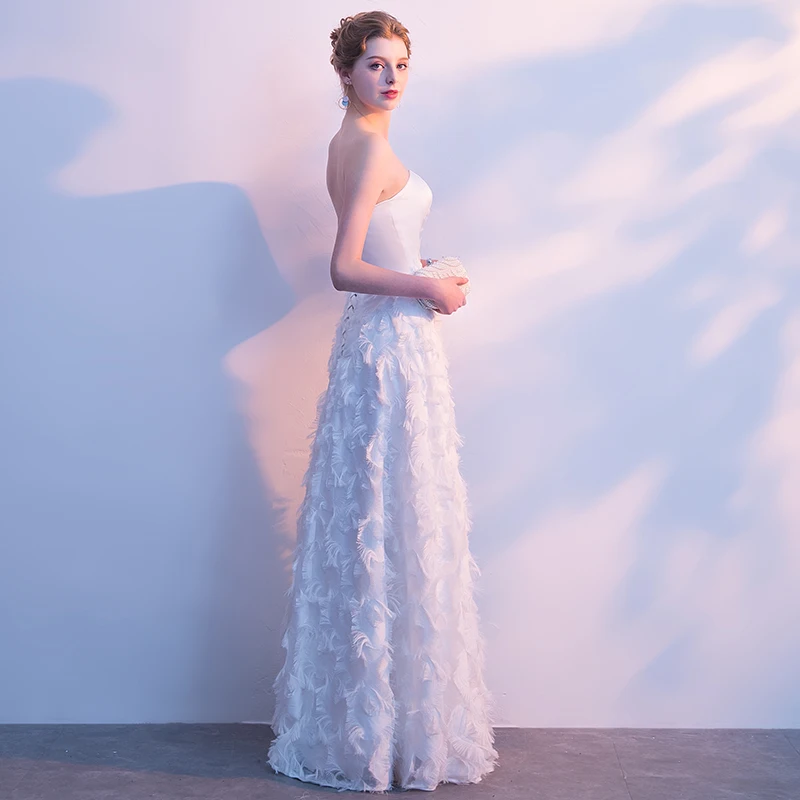 Платье для выпускного вечера Белый без бретелек Gala Jurken рукавов длинное vestido de festa