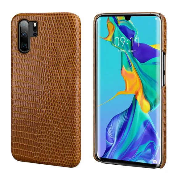 brown Чехол из натуральной кожи P30 Pro Lizard для huawei P30 для huawei P20 Pro настоящая кожаная задняя крышка для huawei mate 20 Pro mate 20RS - Цвет: brown