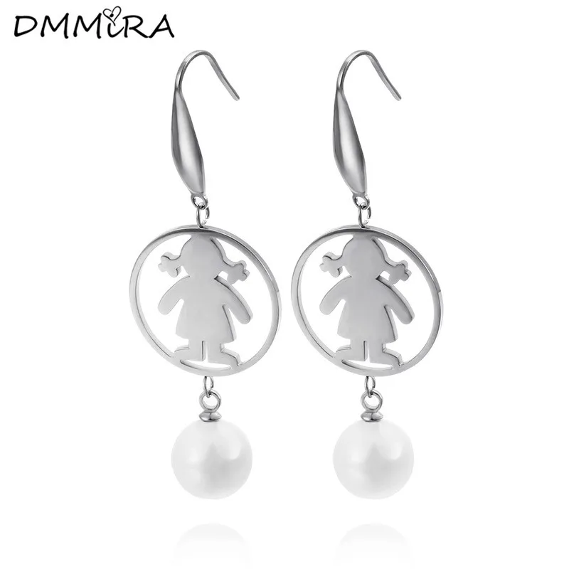 Модные женские цветные серьги из розового золота серьги-подвески нержавеющей