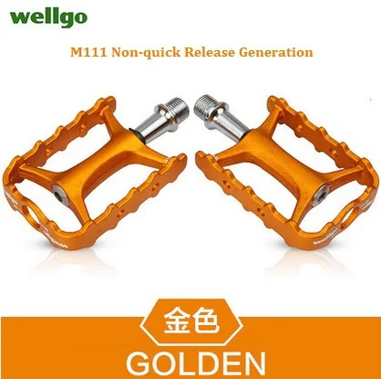 gold Wellgo оригинальные M111 быстросъемные не быстросъемные велосипедные педали для шоссейного велосипеда сверхлегкие педали MTB велосипедные педали с подшипником - Цвет: gold