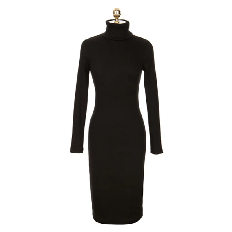 Мода 2019 новое осенне зимнее платье женское тонкое с длинным рукавом повседневное