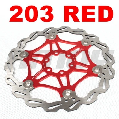 203mm RED Улитка горный велосипед MTB DH 160 мм 180 мм 203 мм 6 болтов плавающий велосипедный Алюминиевый ротор дисковый тормоз ротор - Цвет: 203mm RED