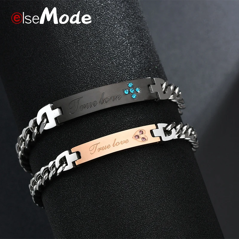 Браслеты ELSEMODE с надписью True Love для влюбленных браслеты сердцем и крестом из