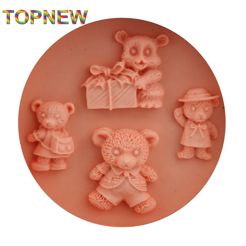 DIY Rushed Cartoon Teddie Bear 3d silicone mold Fondant Figure Candy Jello Cake Decorating Tools Silicone Soap Mould C1787 | Дом и сад