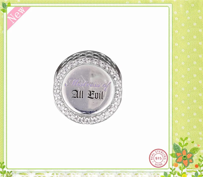 Круглый Шарм для женщин Изготовление ювелирных изделий DIY Fit PANDORA Шарм серебро 925 оригинальная особенность Maleficent& 'Mistress of all Evil 'FL856