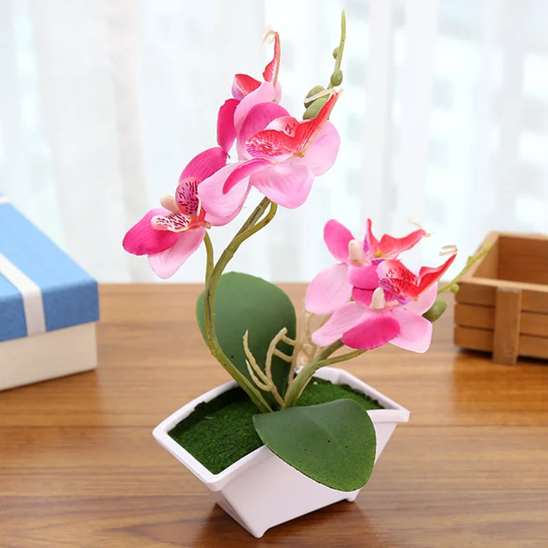 Лидер продаж 1 шт. искусственные цветы бонсай фаленопсис Бабочка Орхидея