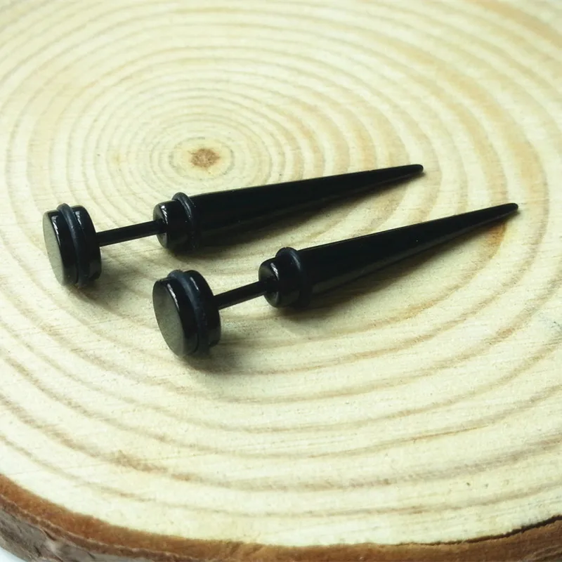 Модные серьги-шпильки с черным покрытием из нержавеющей стали длинные