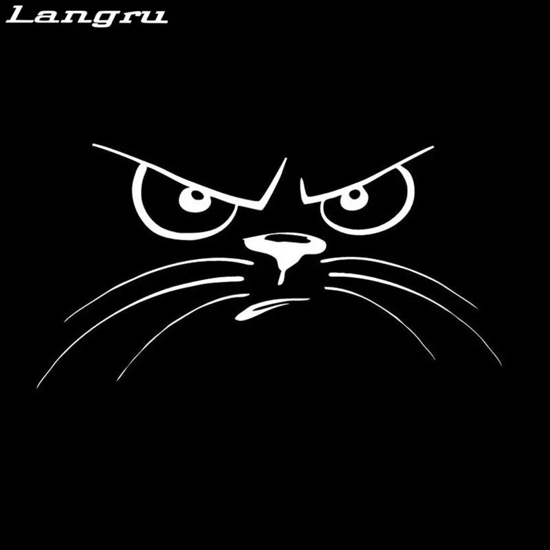 Langru 15 2*8 не счастливое лицо кошки наклейки на окна персонализированные