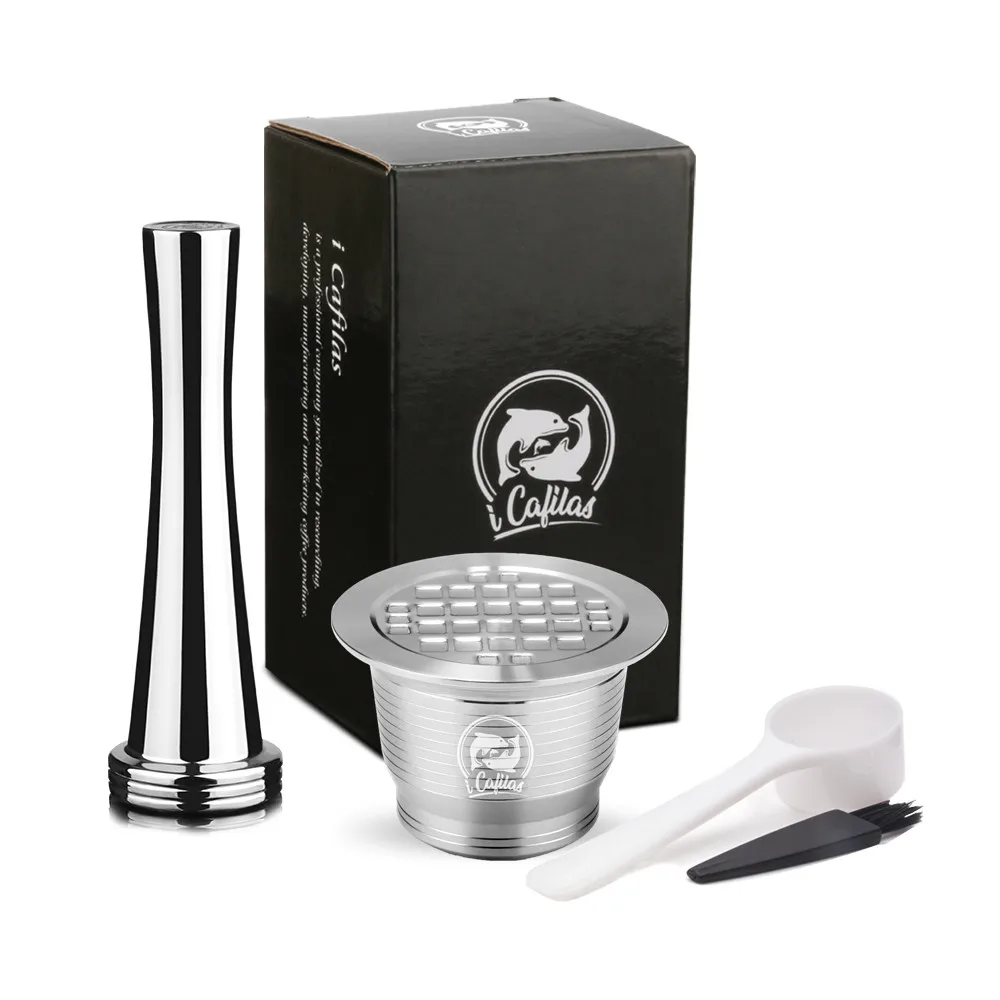 As picture ICafilas фильтры для кофе Nespresso Capsulas нержавеющая сталь кофейная чашка трамбовка для Nespresso многоразовая капсула - Цвет: As picture