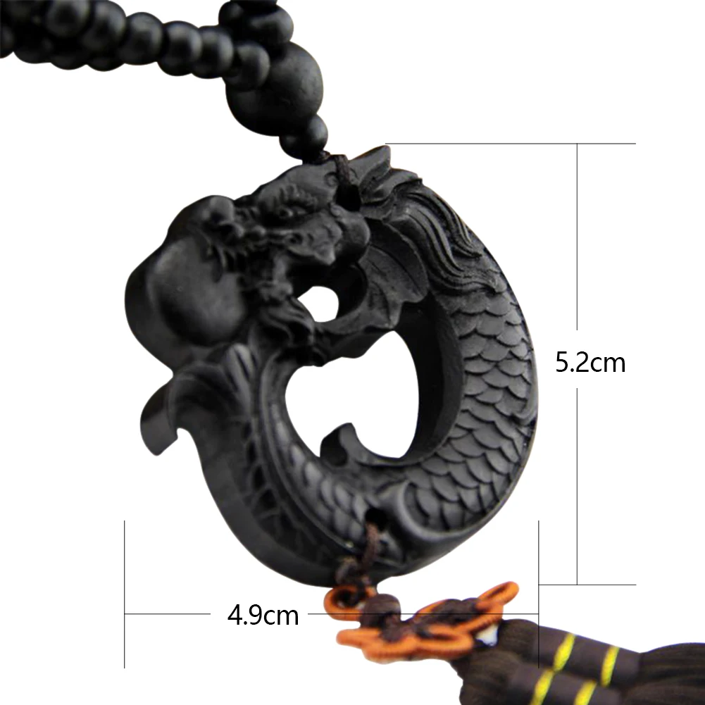 Crafts Carving Hang Decorations Dragon Sculpture Ebony Wood Car Pendant Chinese Fengshui Prayer