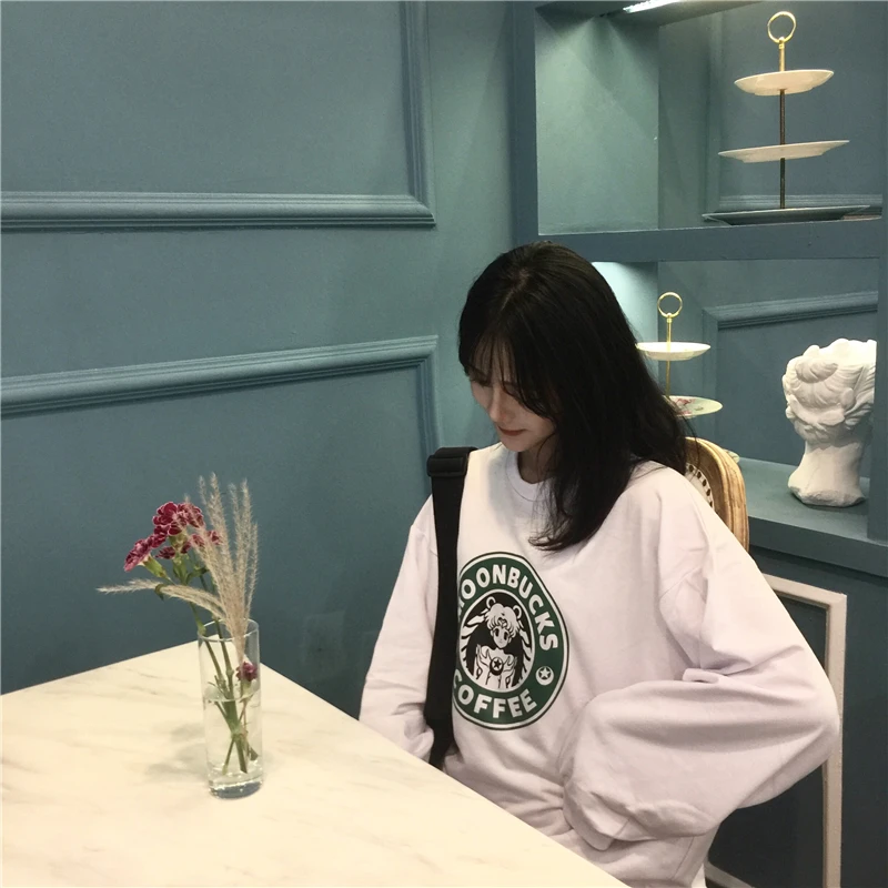 YouGeMan Осенняя женская одежда корейский Ulzzang Harajuku мультфильм Сейлор Мун толстовки женские Девушки Толстовка Топ