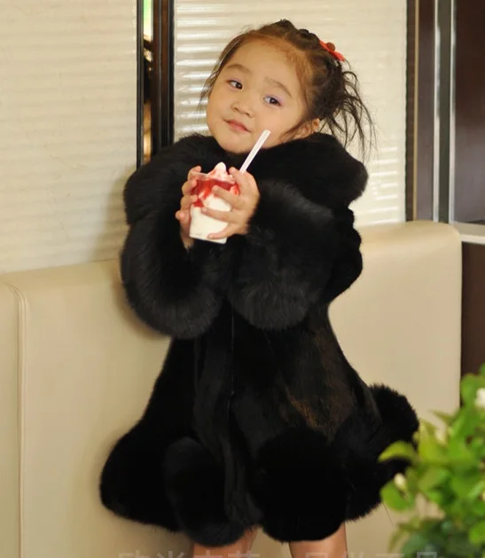 Furry teenage jackets CHILDREN WINTER COAT GIRL FAUX MINK FUR FOX white THICK WARM OVERCOAT FOR winter coat | Детская одежда и