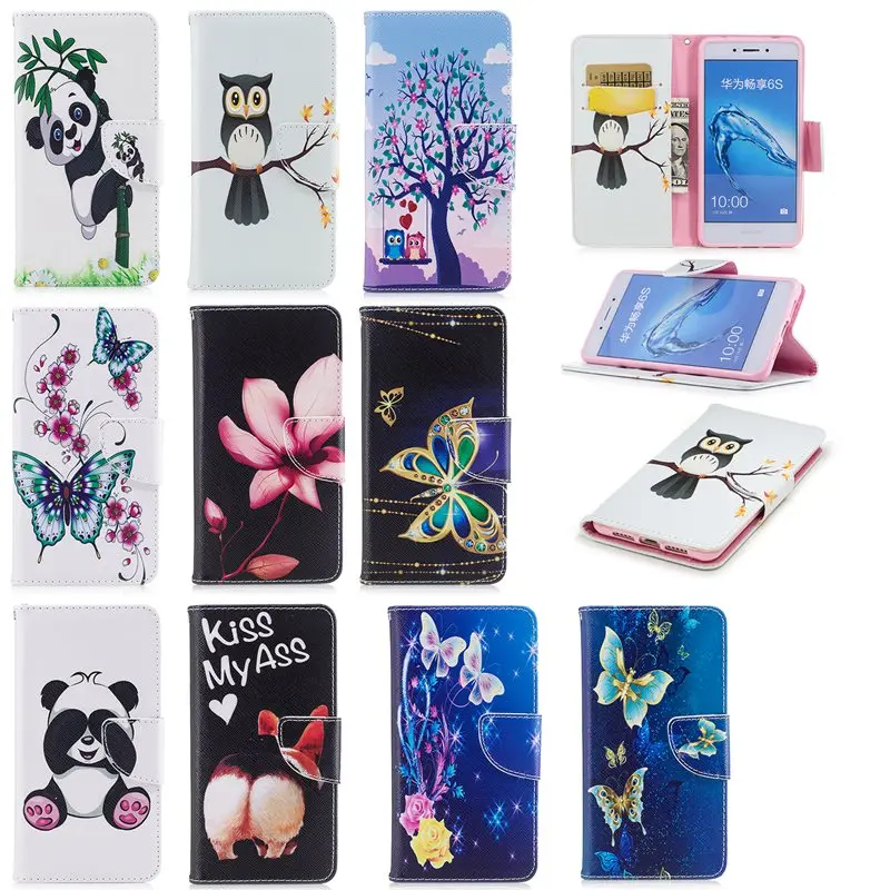 Чехол для Huawei Honor 6C кошелек с мультяшным рисунком флип-чехол из искусственной