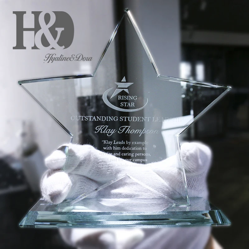 H& D Кристалл супер звезда награда корпоративный годовой встречи стекло трофей настроить лазерная гравировка школы конкурс трофей победителя