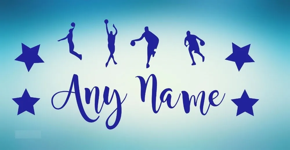 Индивидуальные настенные наклейки с именем баскетбольного игрока для мальчиков