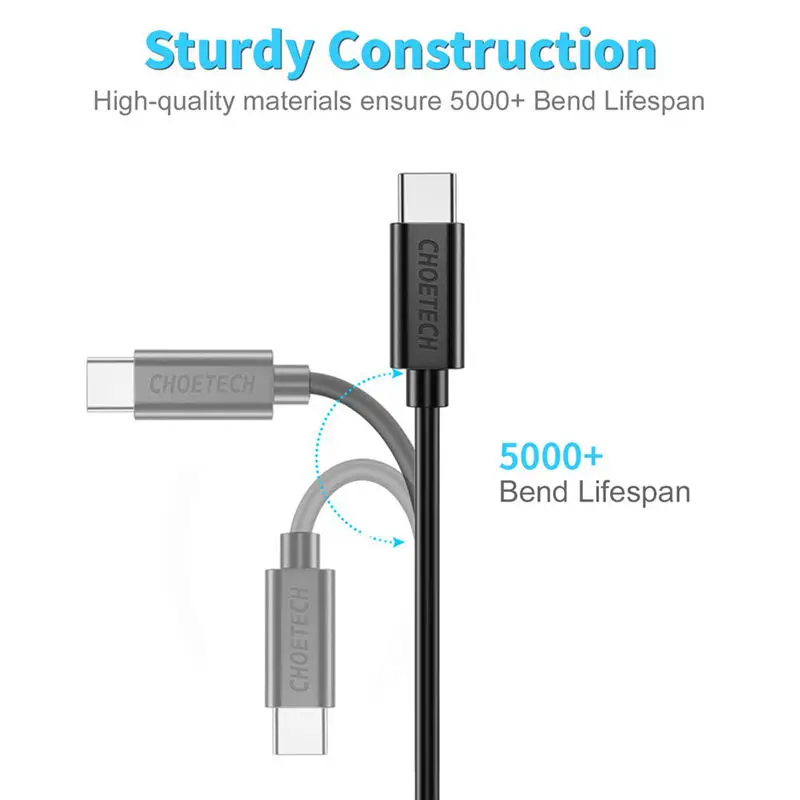 Choetech Usb C кабель Type для быстрой зарядки совместим с Ipad Pro Galaxy Note 9 S9 + S8 Google Pixel 3/Pixel 2/X |