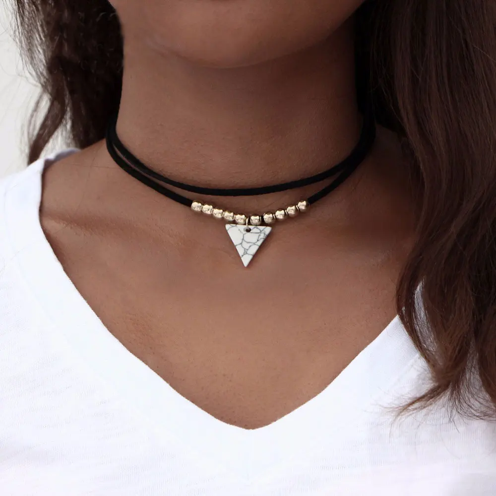 Богемный Треугольники двойной Слои колье Цепочки и ожерелья s для Для женщин Мода