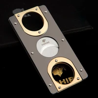 cohiba double blades stainless steel gold plated cigar cutter pocket gadgets zigarre cutter knife cuban cigars scissors 163gh