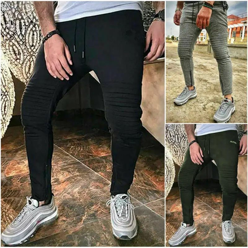 

2019 Newest Fashion Men's Casual Slim Fit Sport Twill Pants Solid Running Joggers Gym Sweatpants Hot Sale Trousers